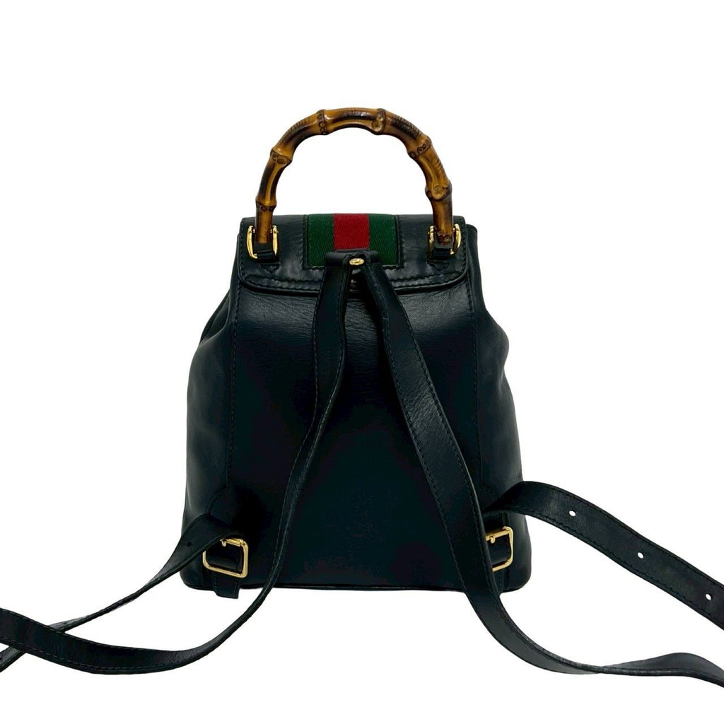 Gucci Vintage Bamboo Sherry Line Leather Mini Backpack Black — view 3