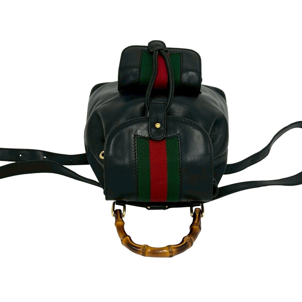 Gucci Vintage Bamboo Sherry Line Leather Mini Backpack Black — view 4