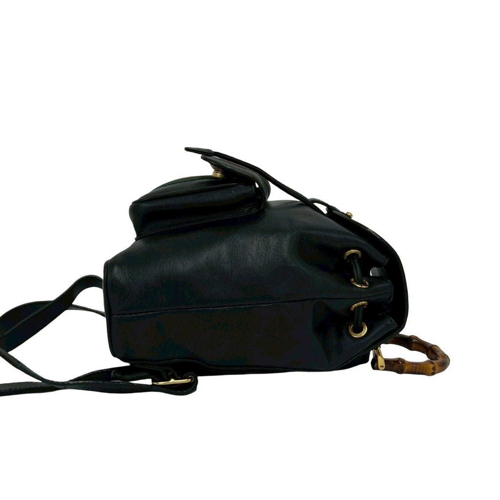 Gucci Vintage Bamboo Sherry Line Leather Mini Backpack Black — view 6