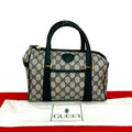 Gucci Vintage GG Logo Leather Mini Boston Bag Navy