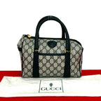Gucci Vintage GG Logo Leather Mini Boston Bag Navy