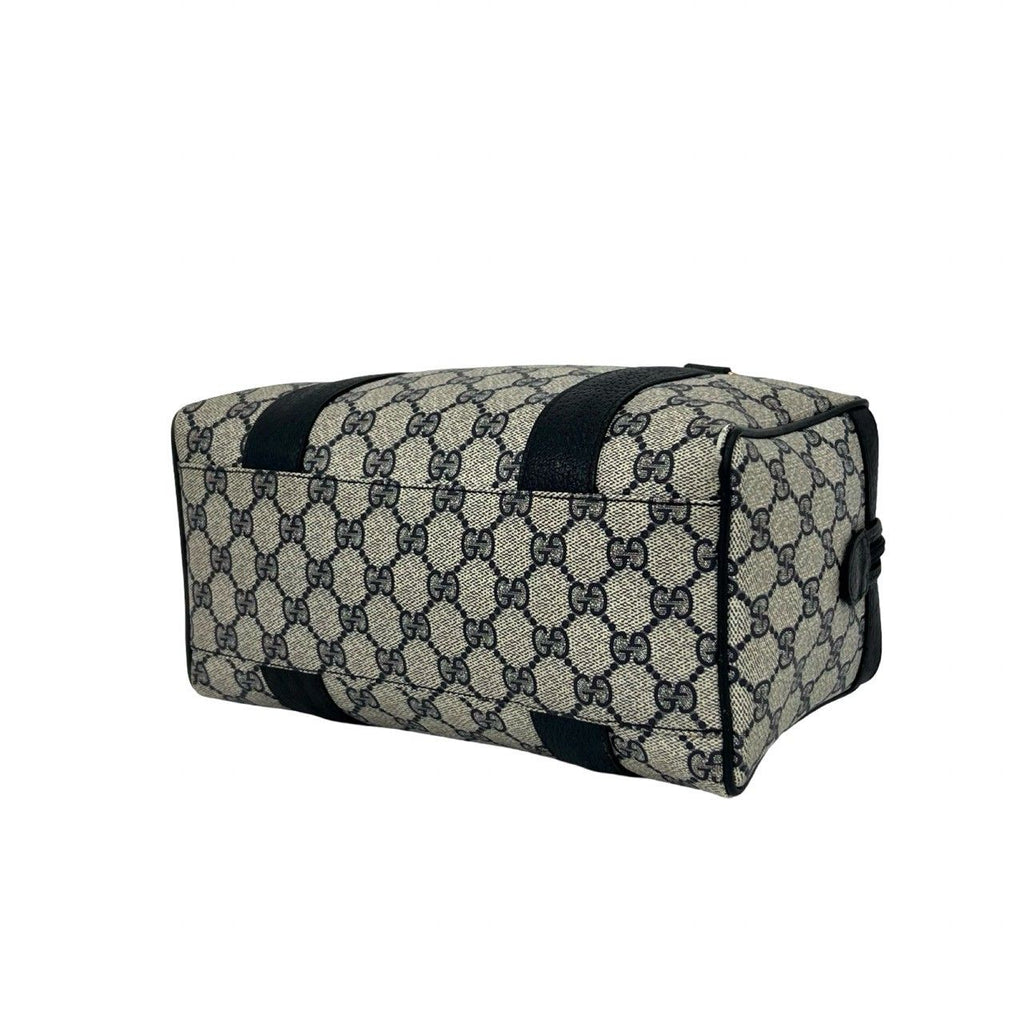 Gucci Vintage GG Logo Leather Mini Boston Bag Navy — view 8