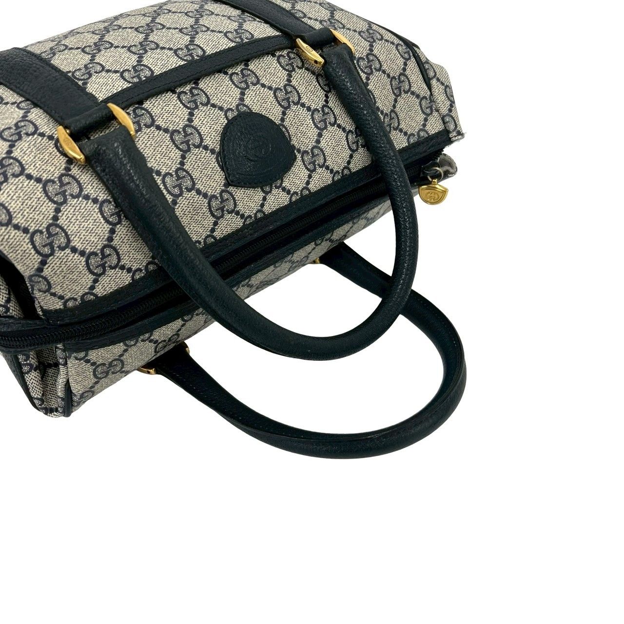 Gucci Vintage GG Logo Leather Mini Boston Bag Navy — view 4