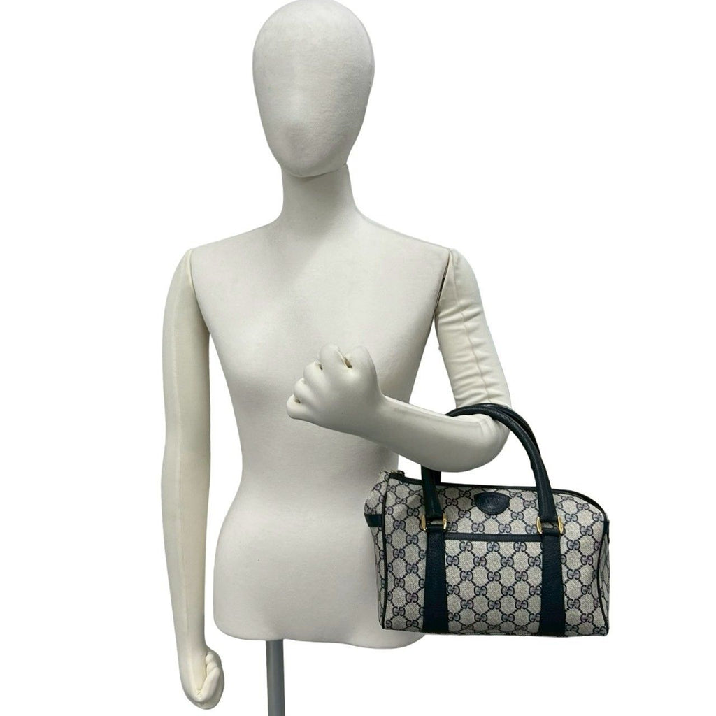 Gucci Vintage GG Logo Leather Mini Boston Bag Navy — view 2