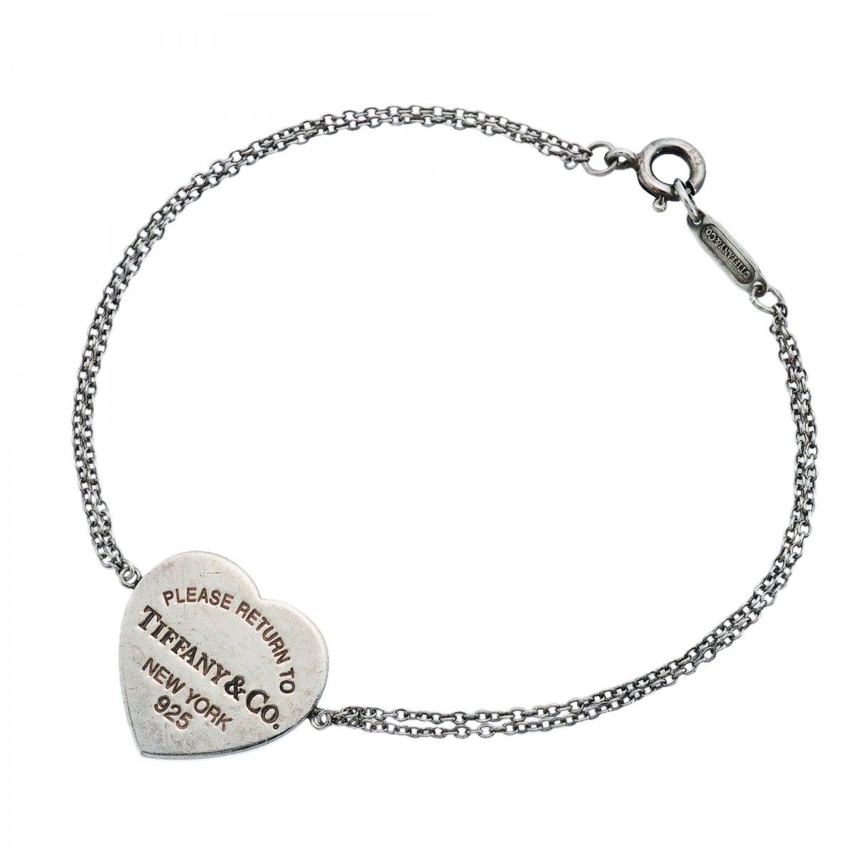 Tiffany & Co Bracelet Heart Tag Double Chain Silver
