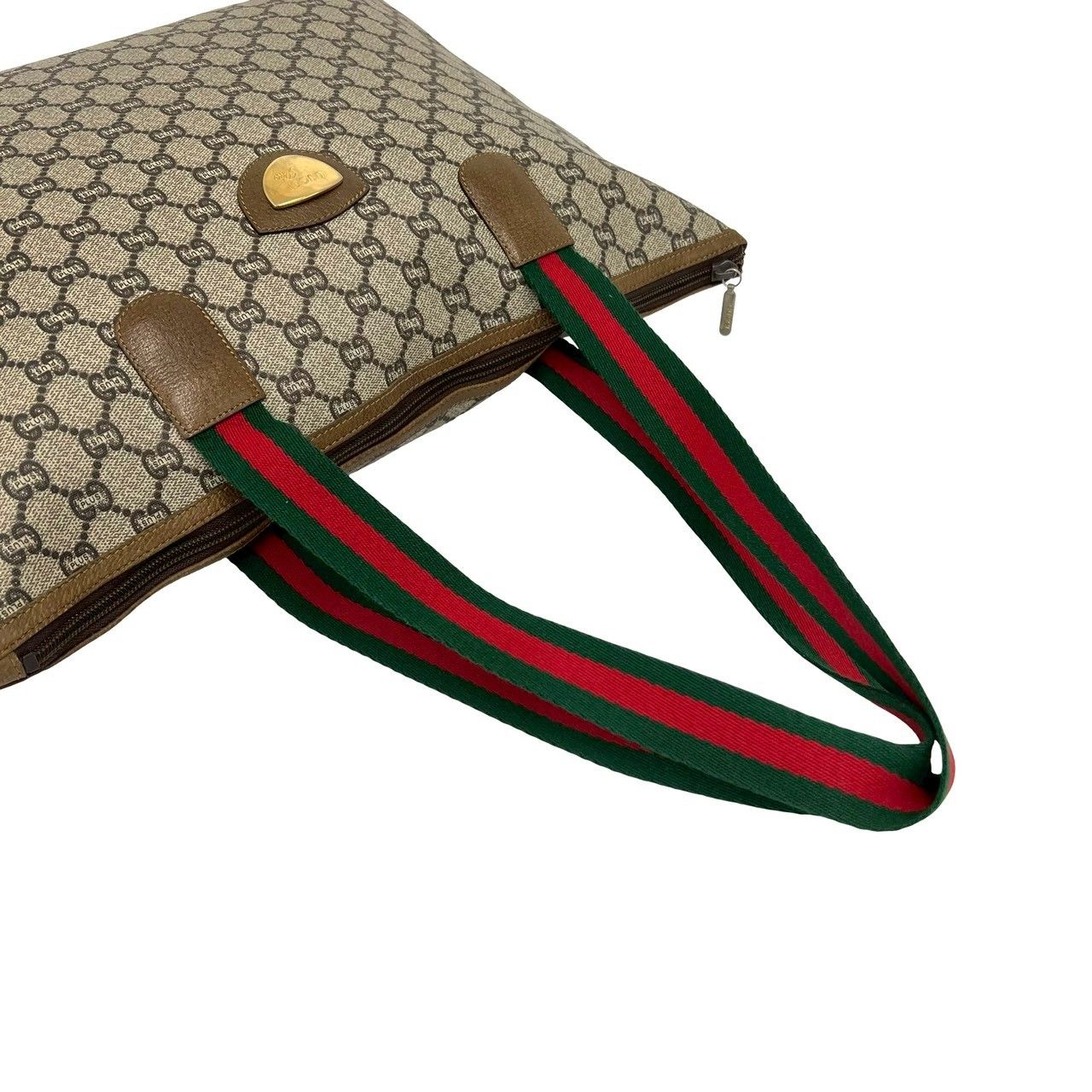 Gucci Vintage Sherry Line GG Logo Leather Tote Shoulder Bag Brown — view 4