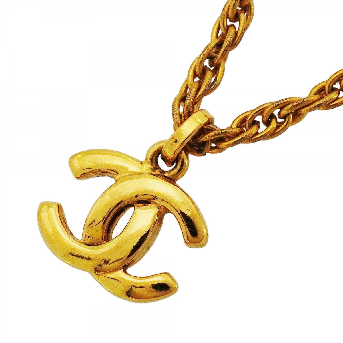Chanel Necklace Vintage CC Logo Gold Plated