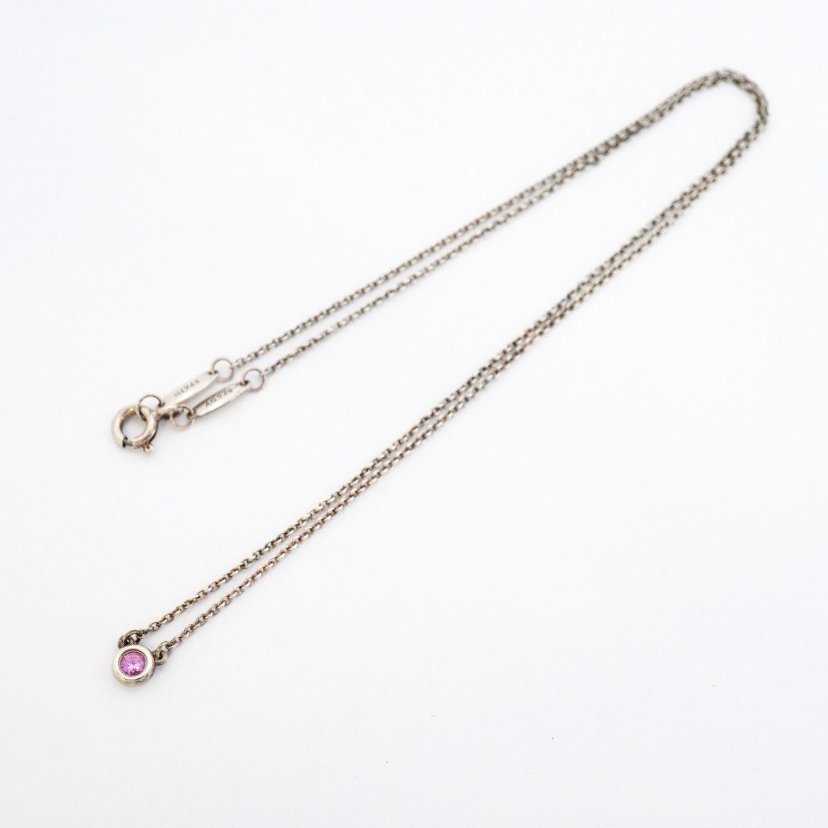 Tiffany & Co Necklace by the Yard 925 Sterling Silver Pink Saffiano — view 3