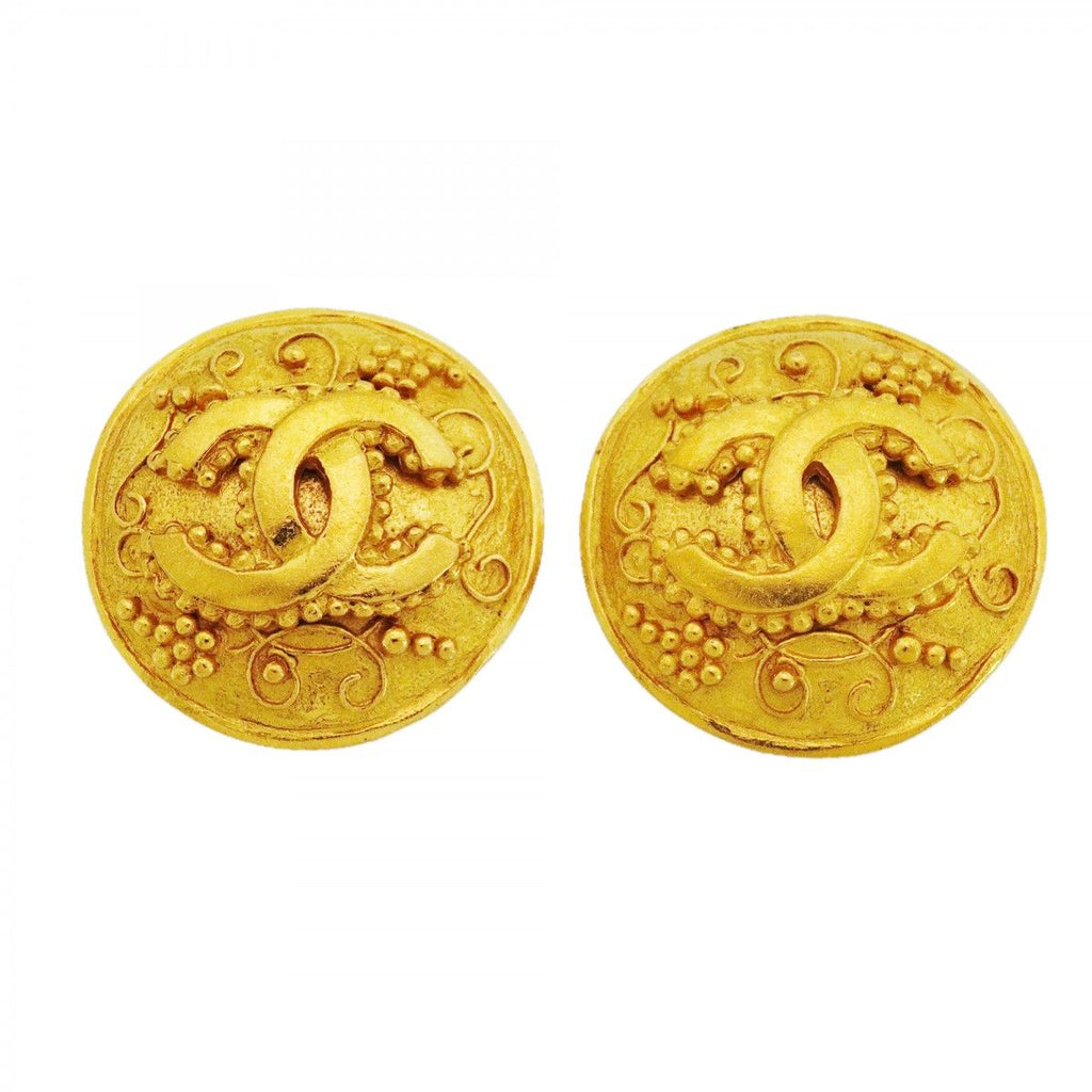 Chanel Earrings Vintage CC Logo Round