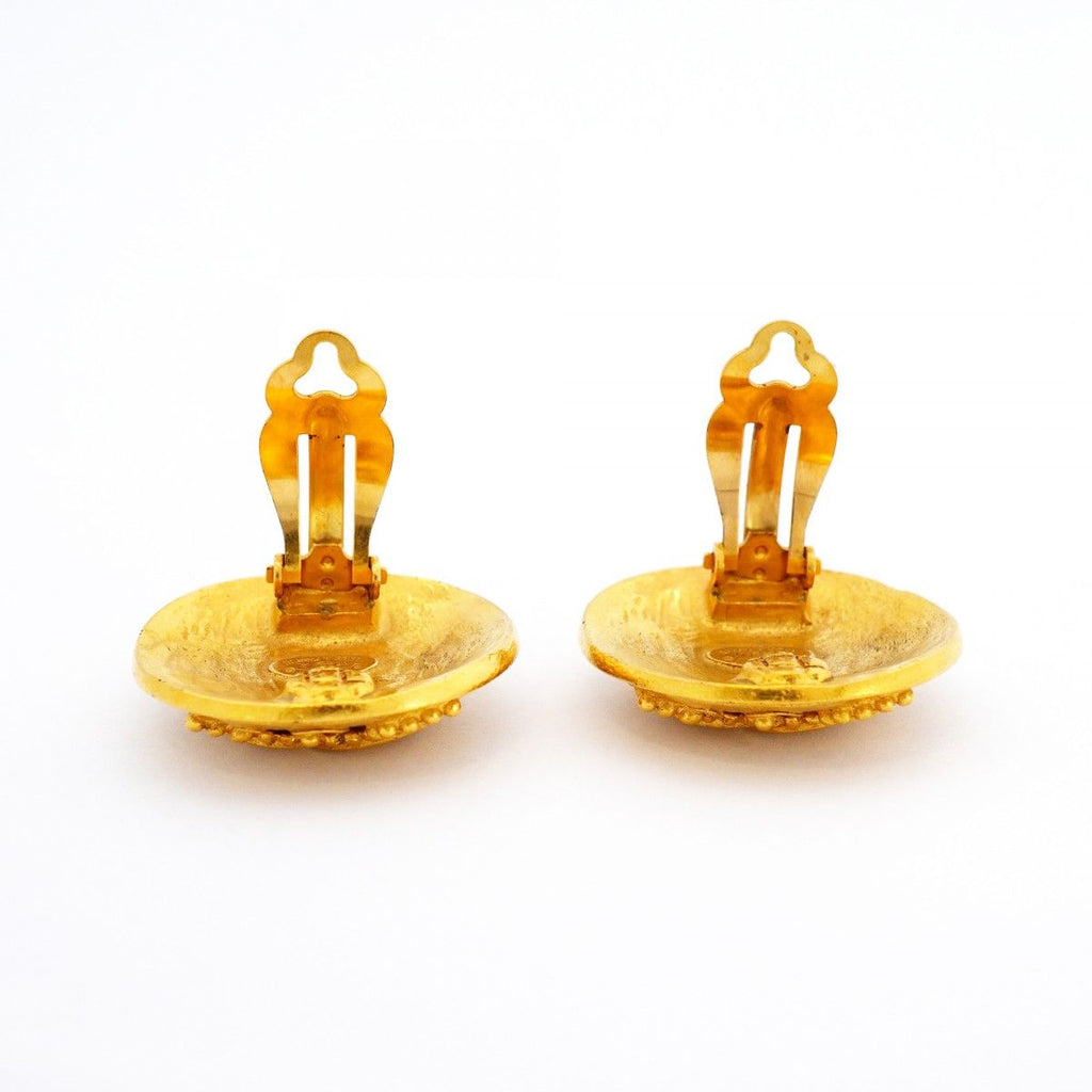 Chanel Earrings Vintage CC Logo Round — view 6