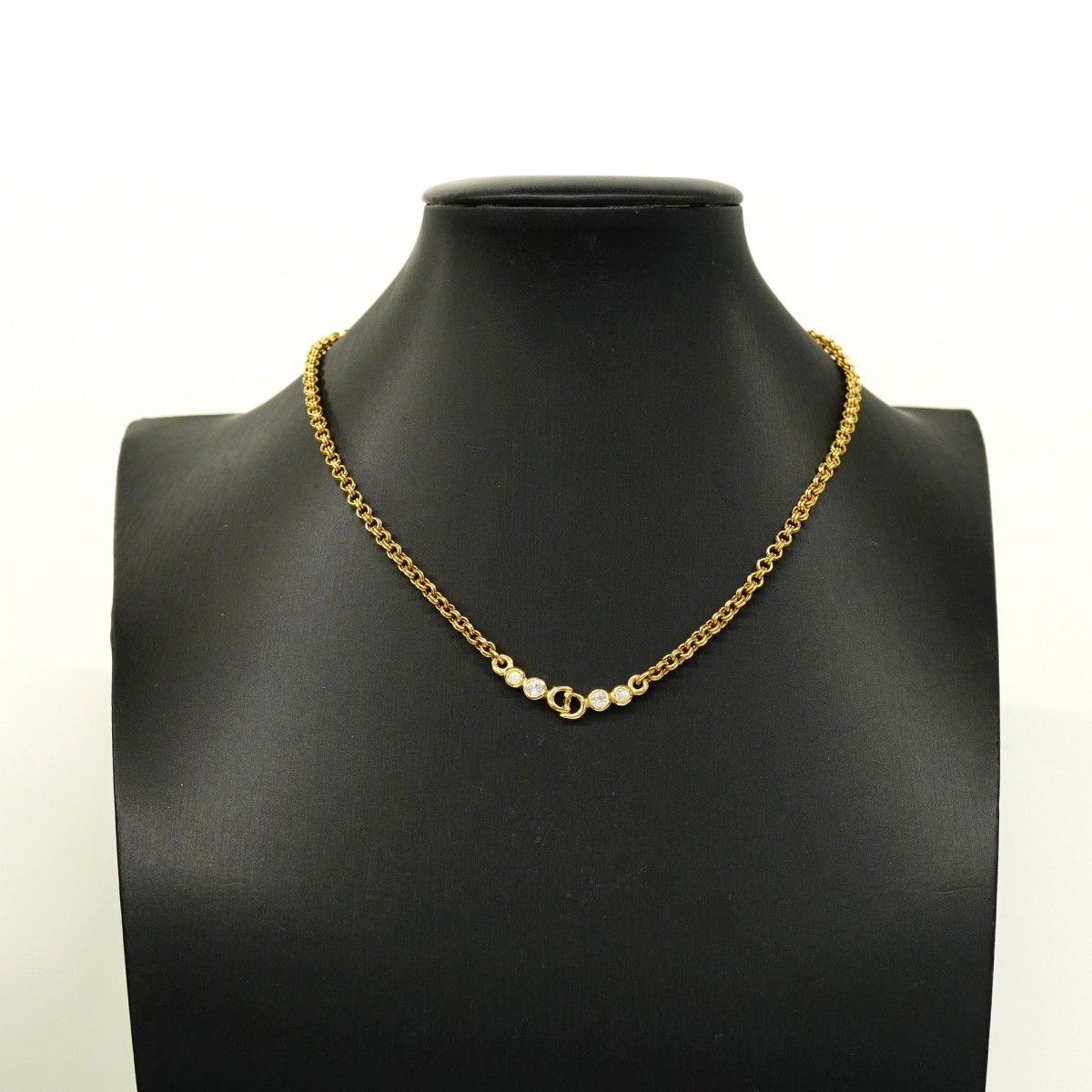Dior Necklace CD Logo Gold Plated Rhinestone — view 5