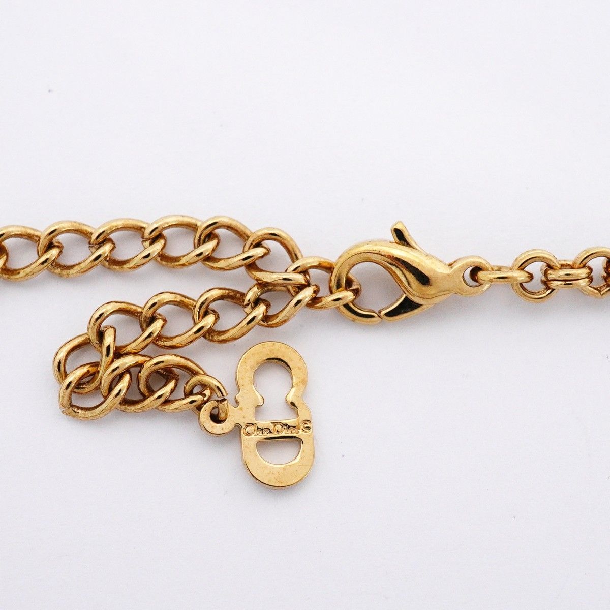 Dior Necklace CD Logo Gold Plated Rhinestone — view 4
