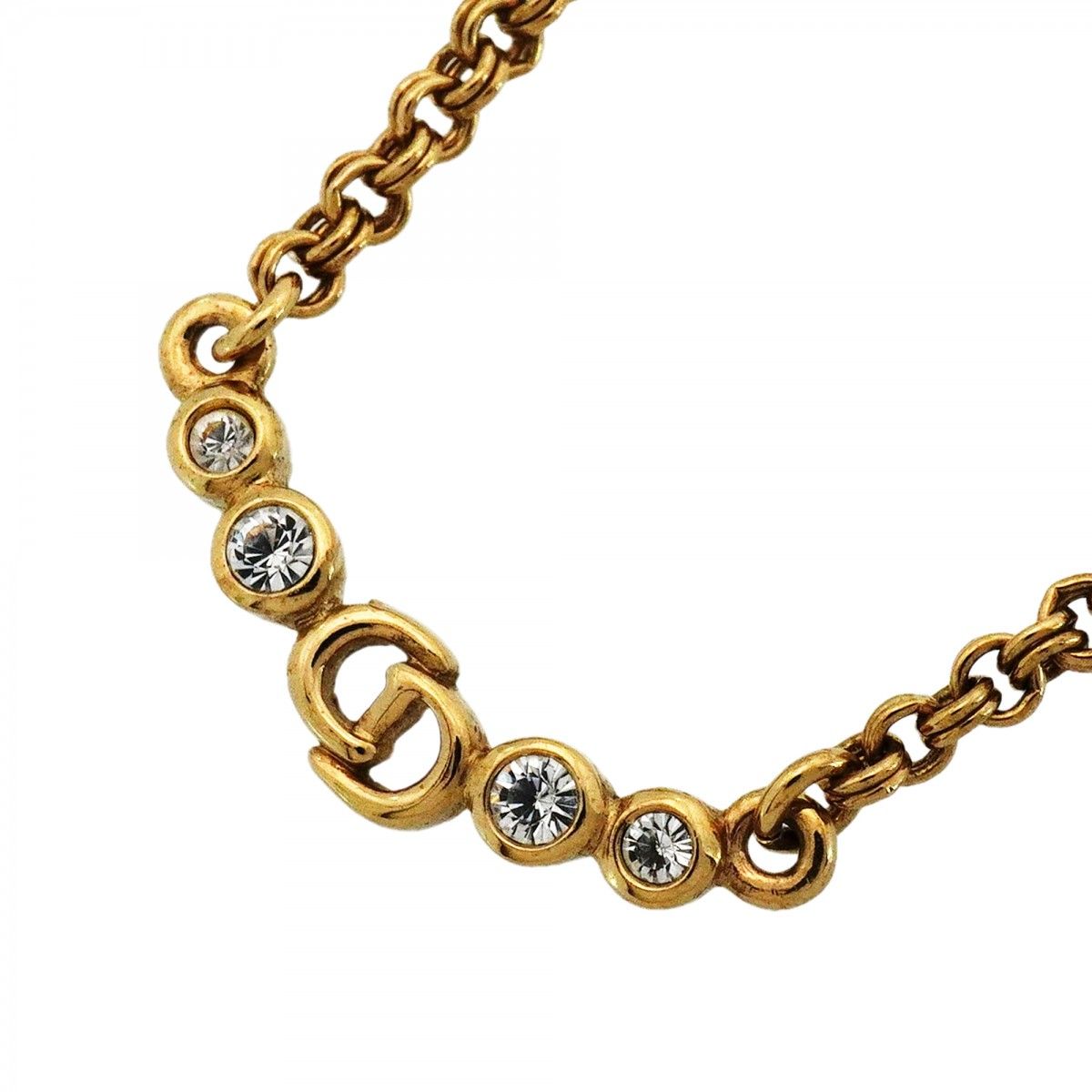 Dior Necklace CD Logo Gold Plated Rhinestone