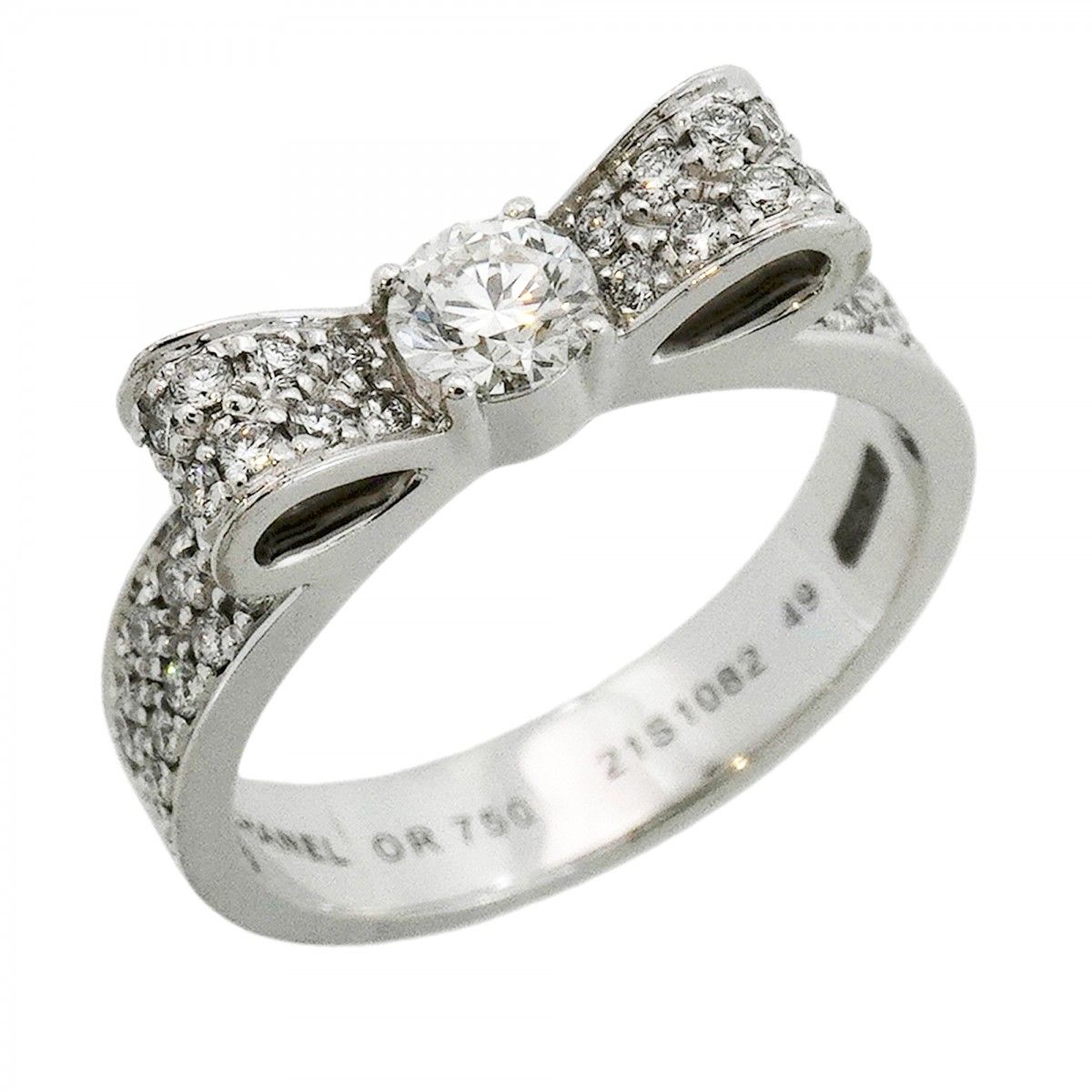 Chanel Ring Ribbon 18k White Gold Diamond