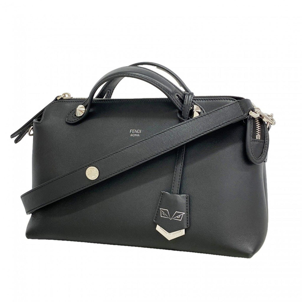 Fendi Handbag by the Way Leather Black Silver 2-Way