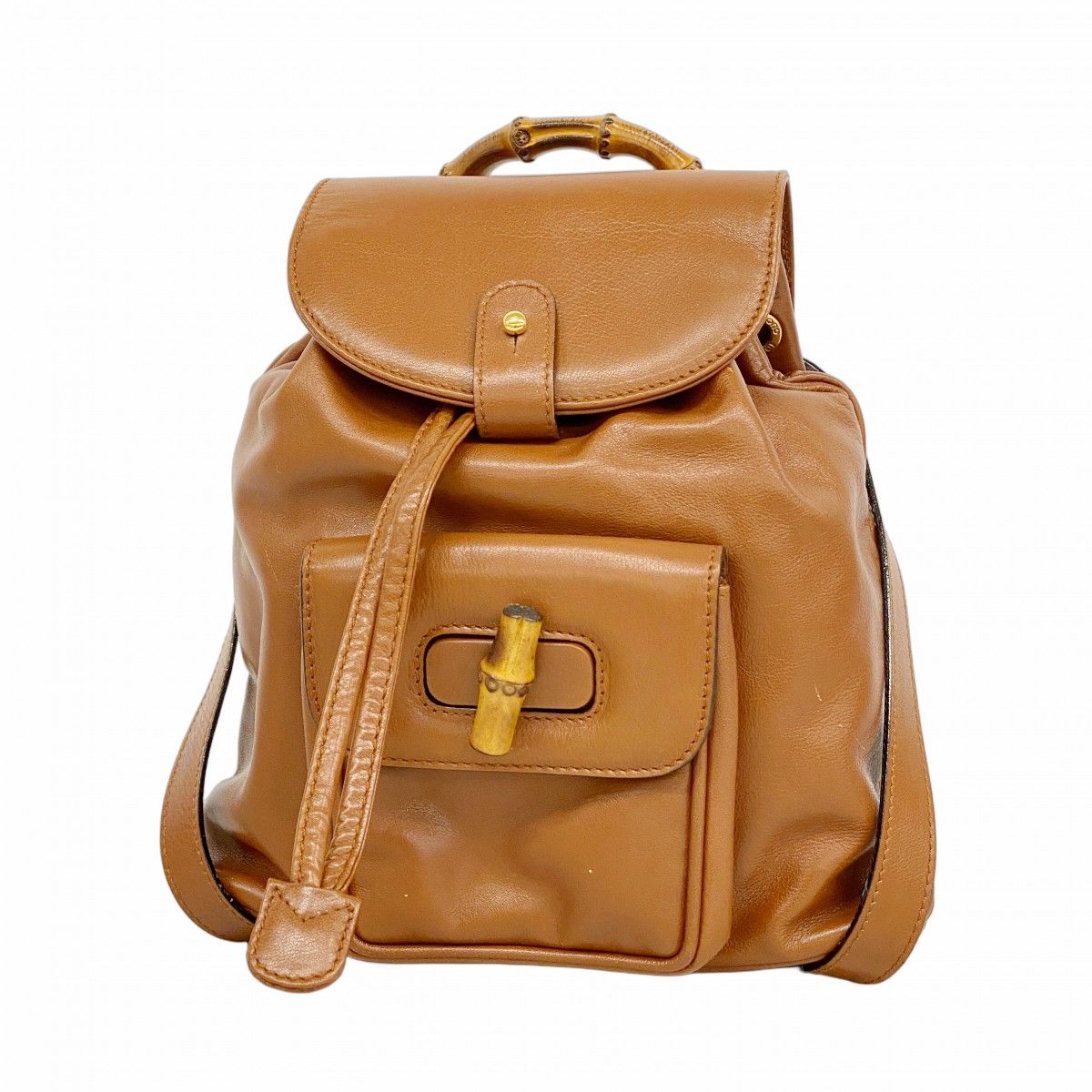 Gucci Backpack Bamboo 003 Leather Lightbrown Gold