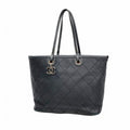 Chanel Tote Caviar Leather Black Silver