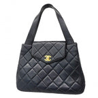 Chanel Handbag Quilted Lambskin Black Gold