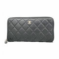 Chanel Wallet Quilted Lambskin Black Silver