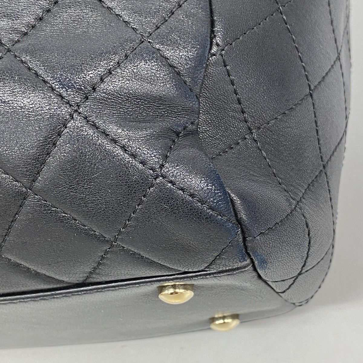 Chanel Shoulder Bag Quilted Lambskin Black Gold — view 7