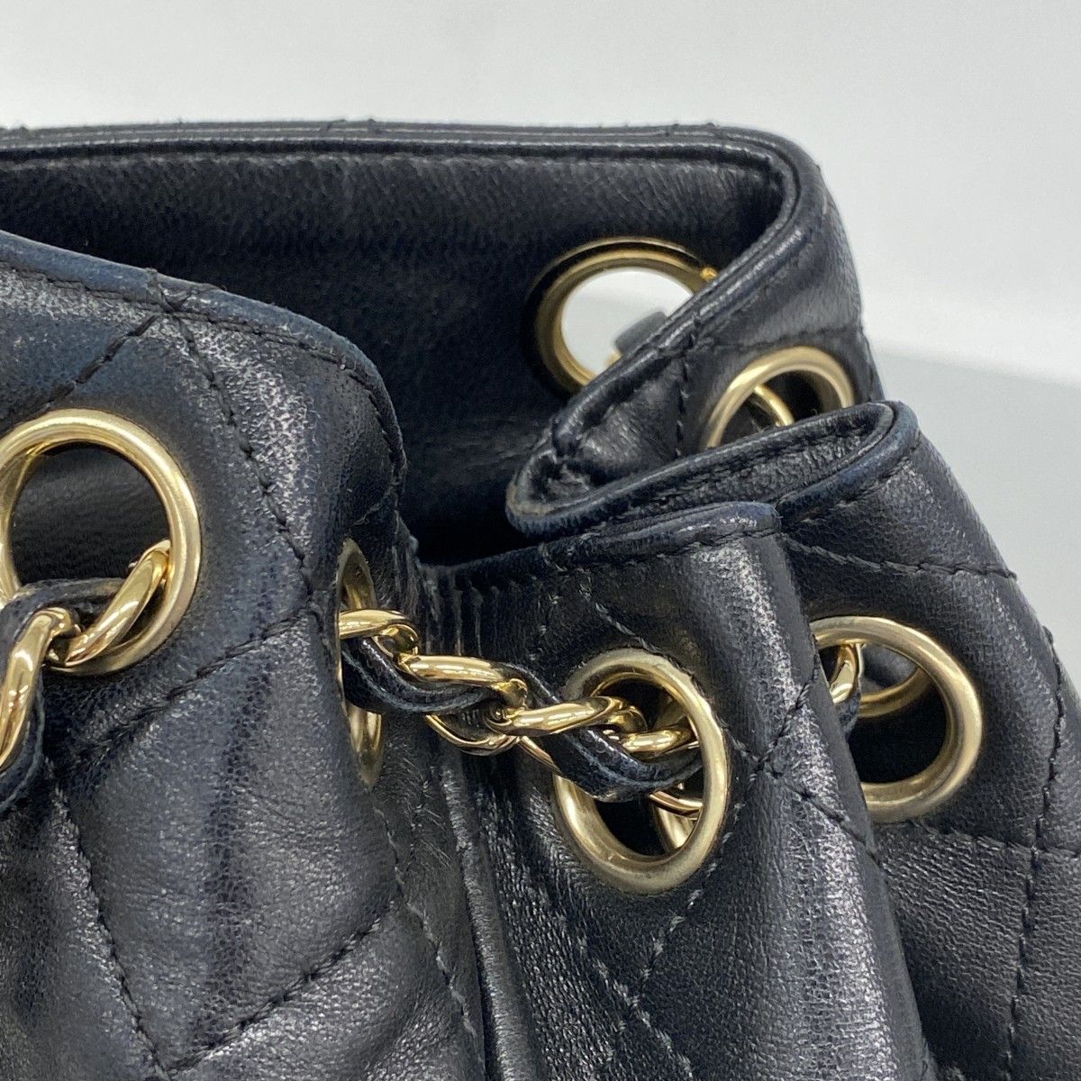 Chanel Shoulder Bag Quilted Lambskin Black Gold — view 6