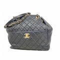 Chanel Shoulder Bag Quilted Lambskin Black Gold
