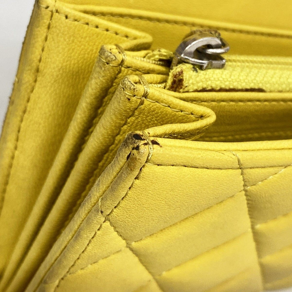 Chanel Wallet Quilted Lambskin Yellow Silver — view 7