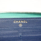 Chanel Wallet Quilted Caviar Leather Navy blue Pink Chien Panning Gold — view 4