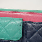 Chanel Wallet Quilted Caviar Leather Navy blue Pink Chien Panning Gold — view 8