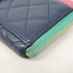Chanel Wallet Quilted Caviar Leather Navy blue Pink Chien Panning Gold — view 7