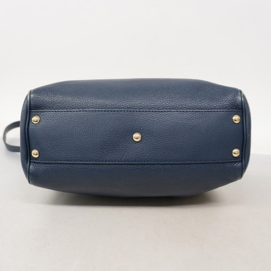 Gucci Handbag Bamboo Leather Blue Chien Panning Gold 2-Way — view 3