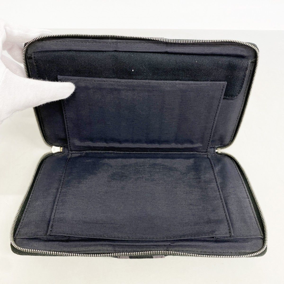 Hermes Wallet Fourre Tout GM Canvas Black Silver Tote — view 7