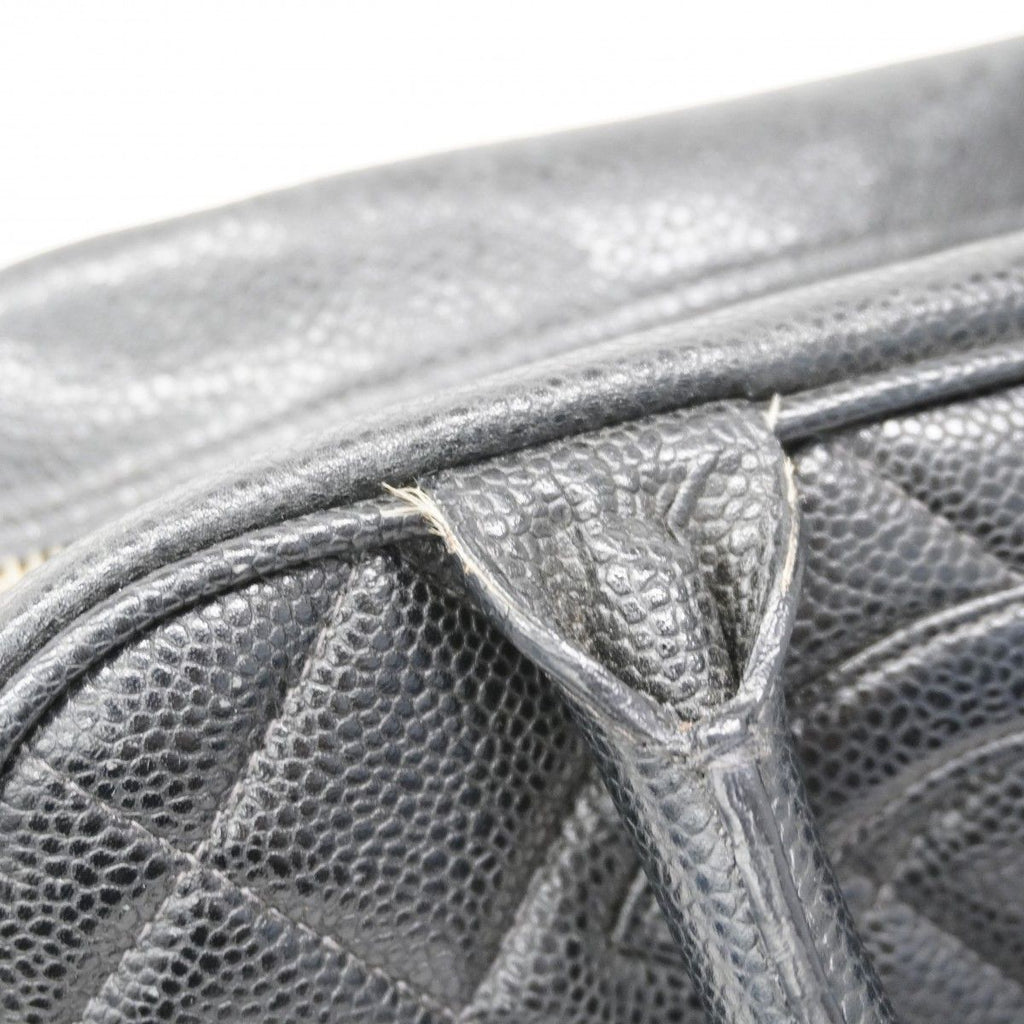Chanel Handbag Quilted Caviar Leather Black Gold — view 8