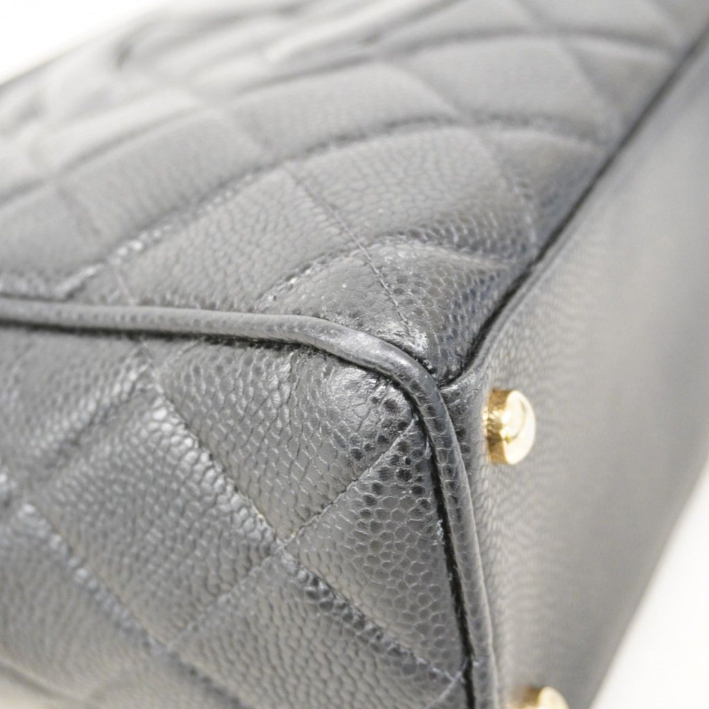 Chanel Handbag Quilted Caviar Leather Black Gold — view 6