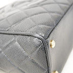 Chanel Handbag Quilted Caviar Leather Black Gold — view 6