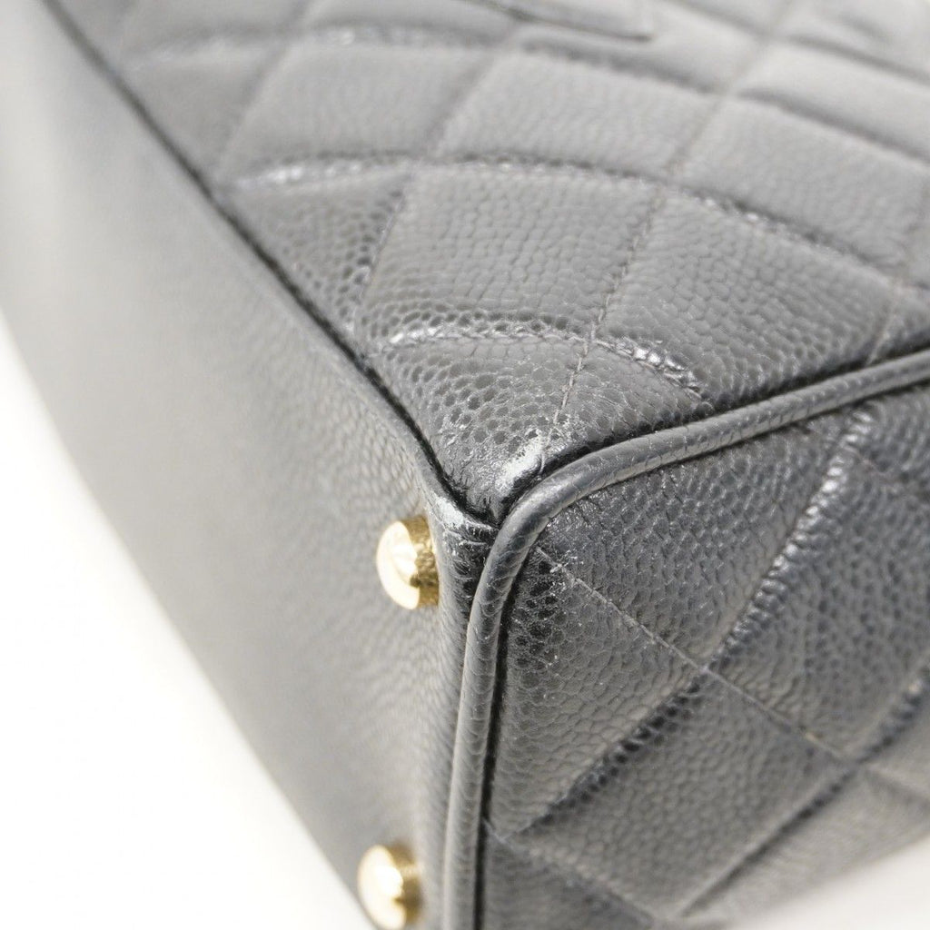 Chanel Handbag Quilted Caviar Leather Black Gold — view 7