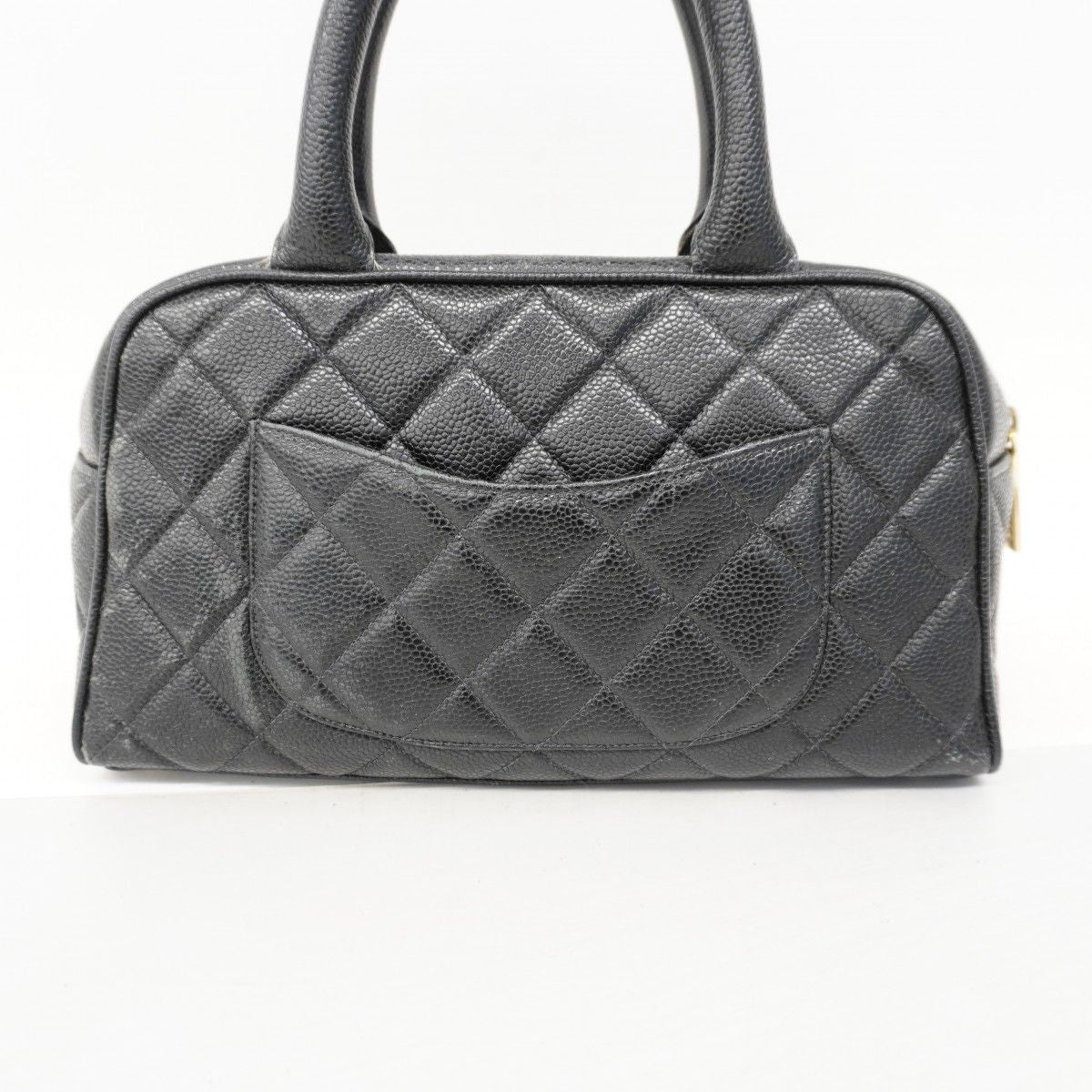Chanel Handbag Quilted Caviar Leather Black Gold — view 9