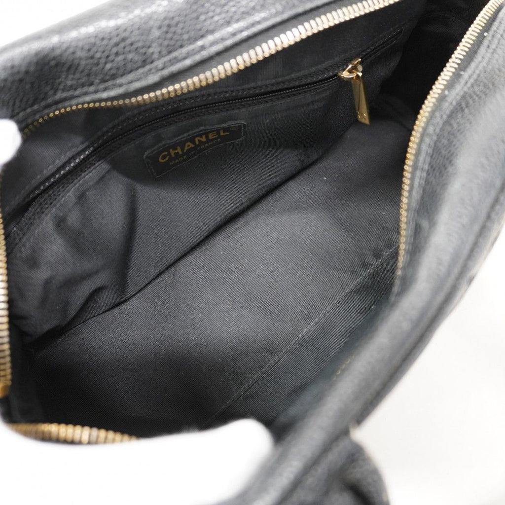 Chanel Handbag Quilted Caviar Leather Black Gold — view 4