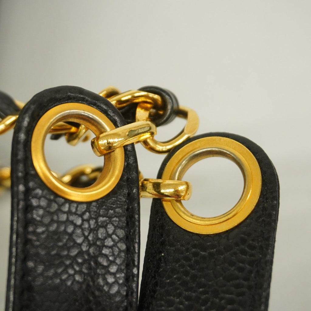 Chanel Shoulder Bag Caviar Leather Black Gold — view 9