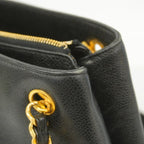 Chanel Shoulder Bag Caviar Leather Black Gold — view 6