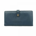 Chanel Wallet Leather Blue Silver