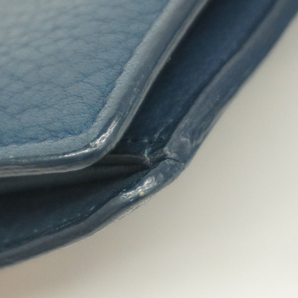 Chanel Wallet Leather Blue Silver — view 6