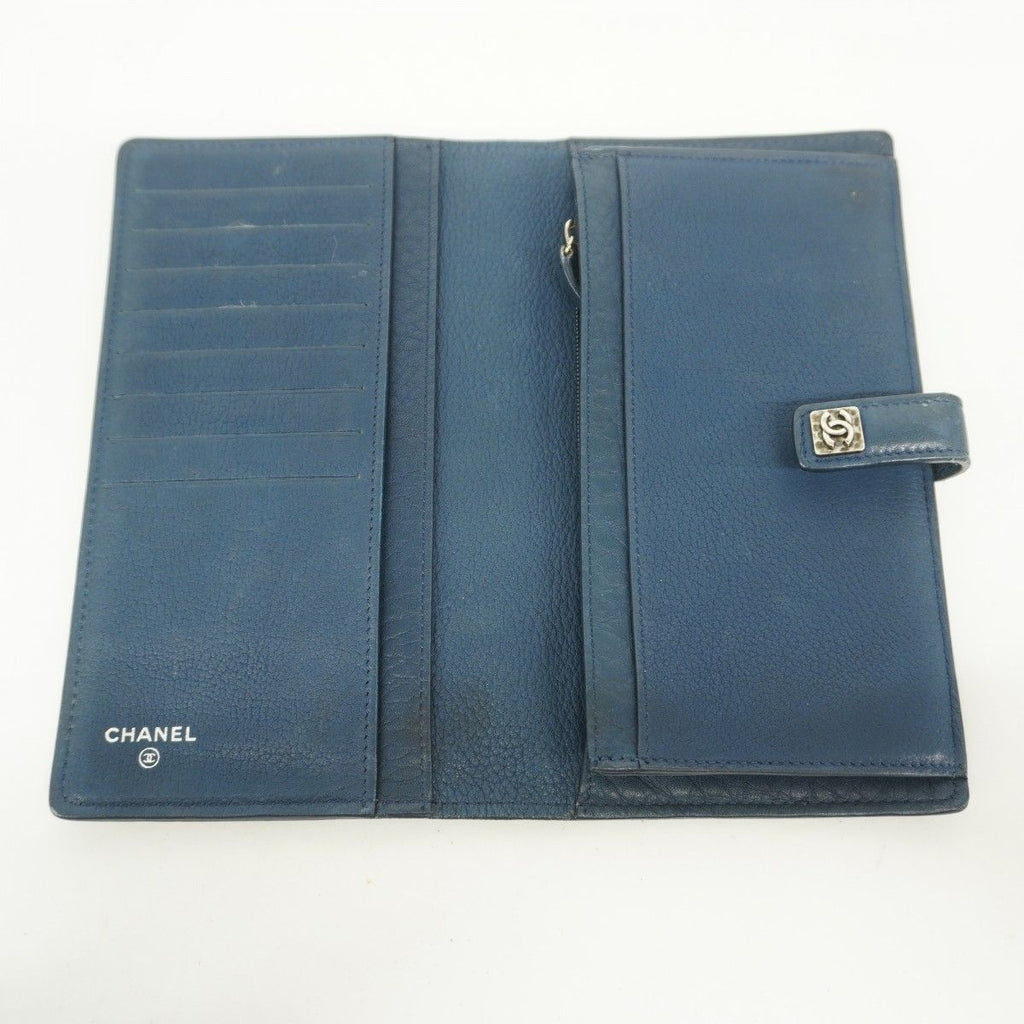 Chanel Wallet Leather Blue Silver — view 3