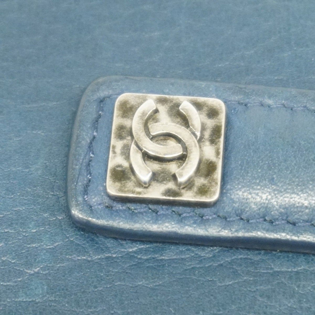 Chanel Wallet Leather Blue Silver — view 9