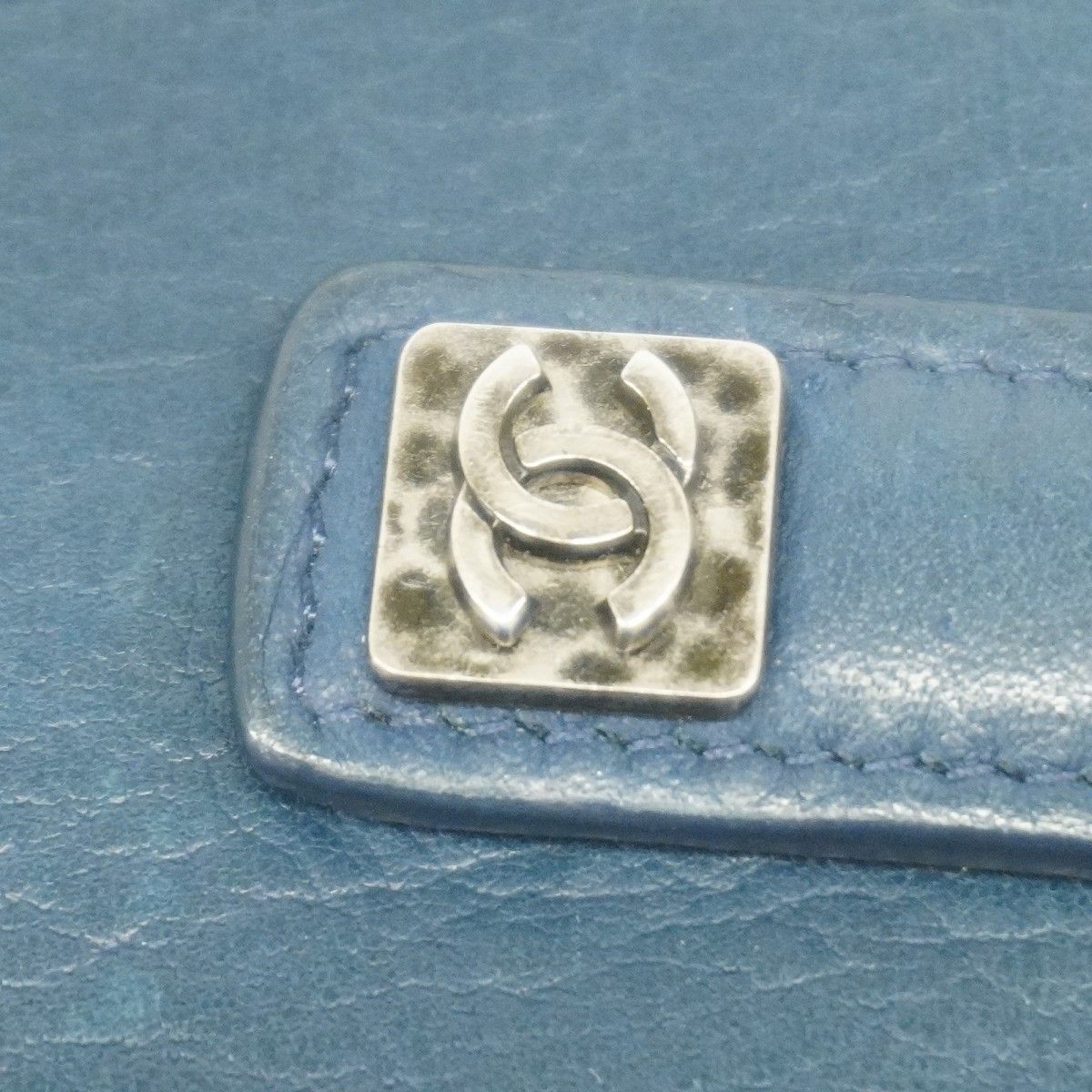 Chanel Wallet Leather Blue Silver — view 9