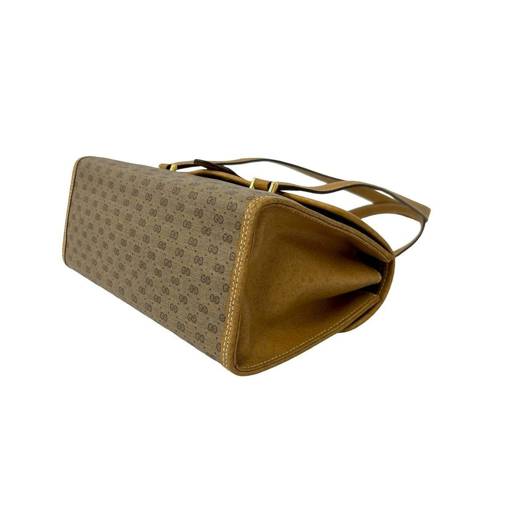 Gucci Vintage Micro GG Leather Handbag Mini Tote Brown — view 8