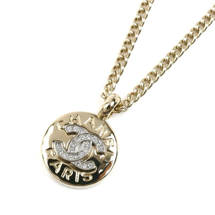 Chanel Rhinestone CC Logo Necklace 59 cm Second
