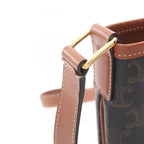 Celine Shoulder Bag Small Bucket Triomphe Black Brown Canvas Leather — view 8