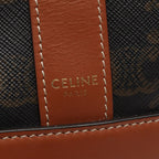 Celine Shoulder Bag Small Bucket Triomphe Black Brown Canvas Leather — view 4