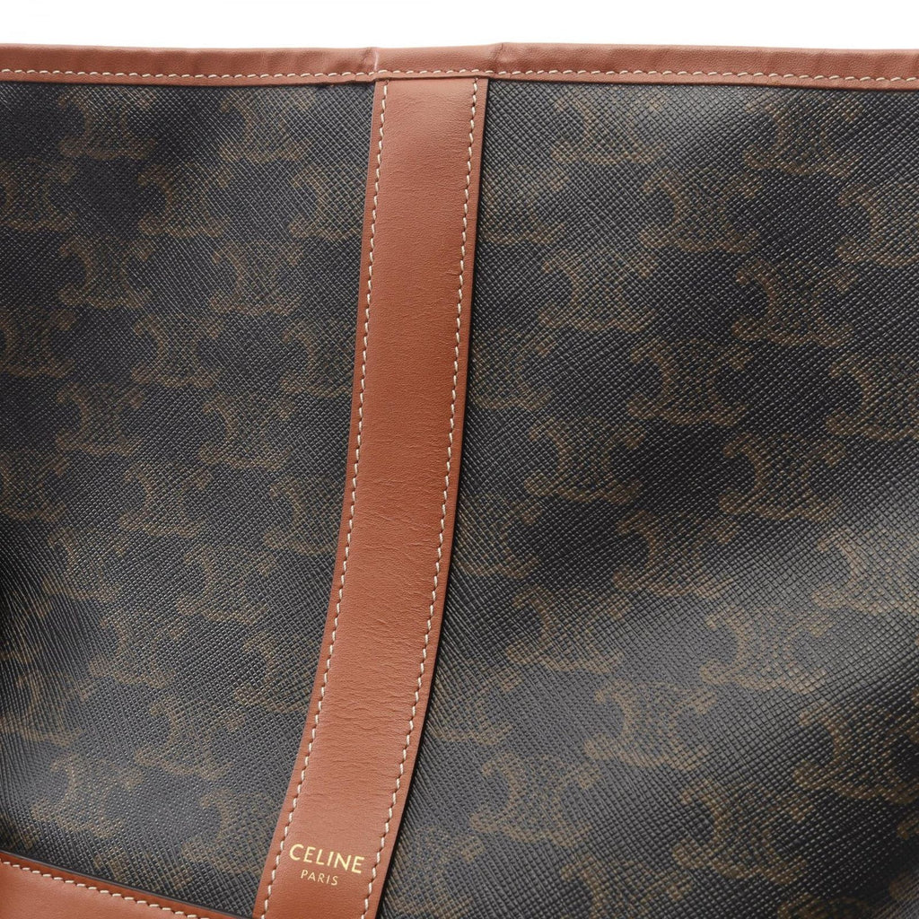 Celine Shoulder Bag Small Bucket Triomphe Black Brown Canvas Leather — view 7